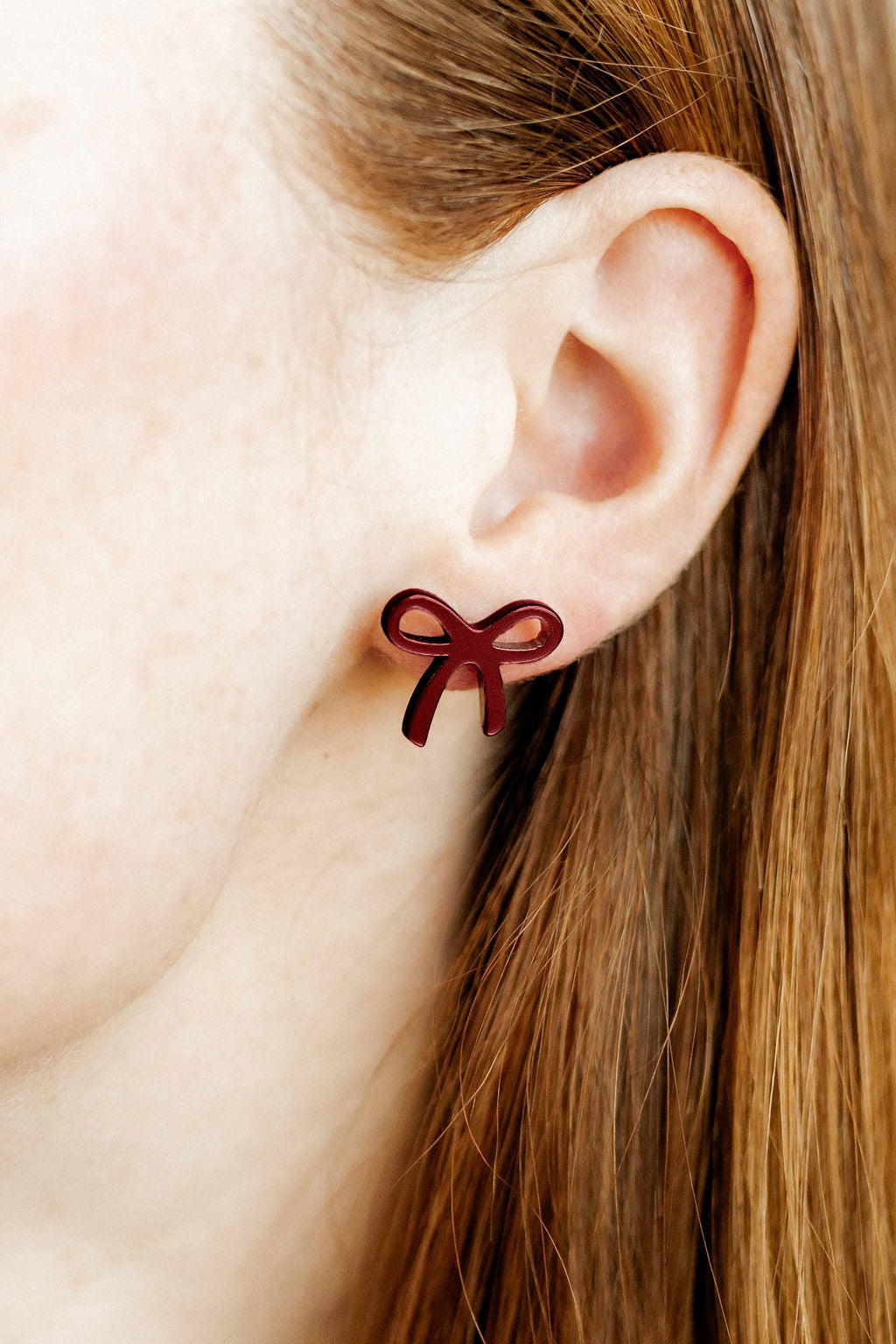 Kylie Bow Earrings - Maroon