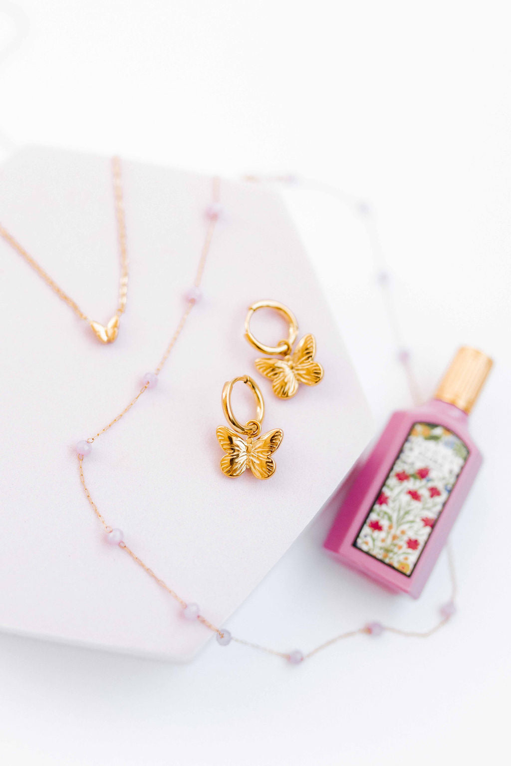 Huggie Charm Earrings - Faye Butterfly Gold