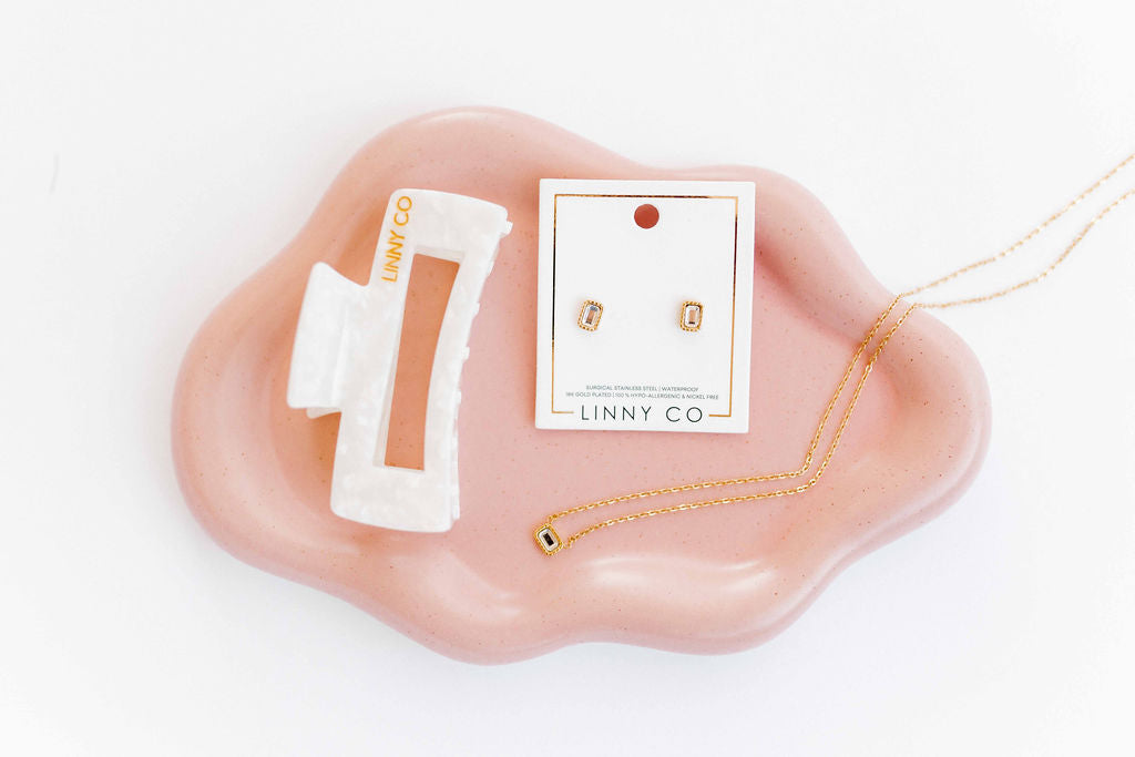 Screwback Stud Earrings - Madison Gold Clear