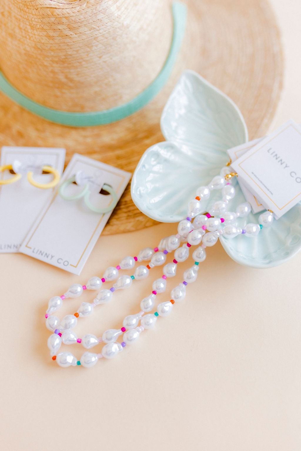 Necklace - Maris Pearl Pink Multi