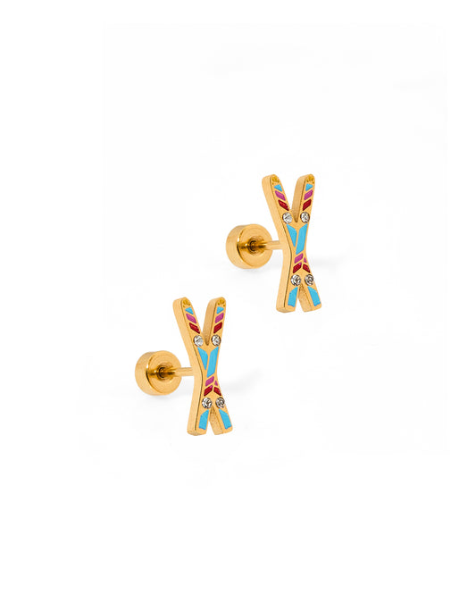Screwback Stud Earrings - Snow Ski