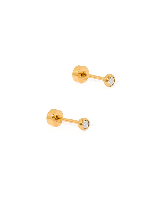 Screwback Stud Earrings - Cooper Clear Gold