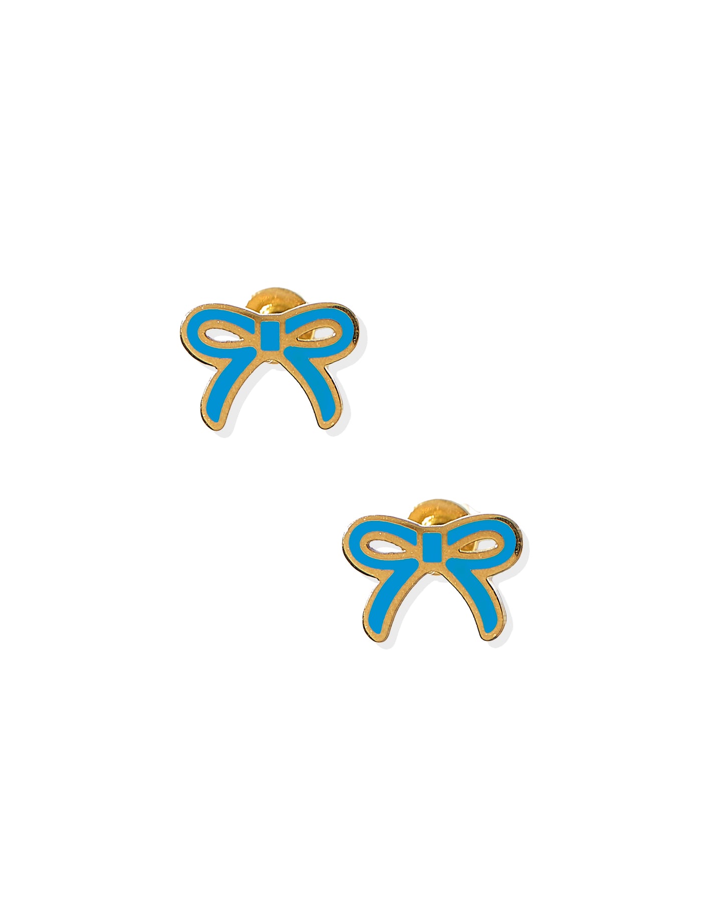 Screwback Stud Earrings - Sadie Bow True Blue