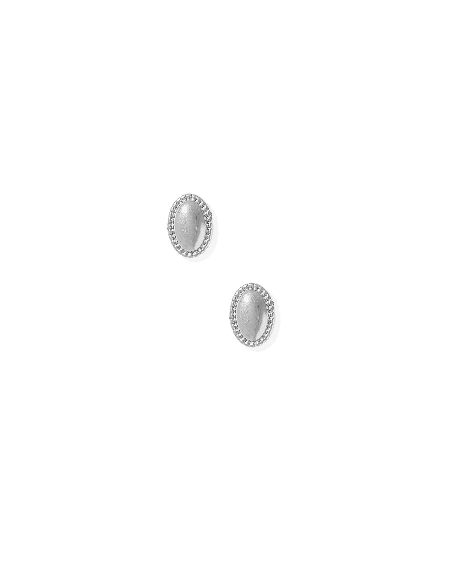 Screwback Stud Earrings - Drew Oval Silver
