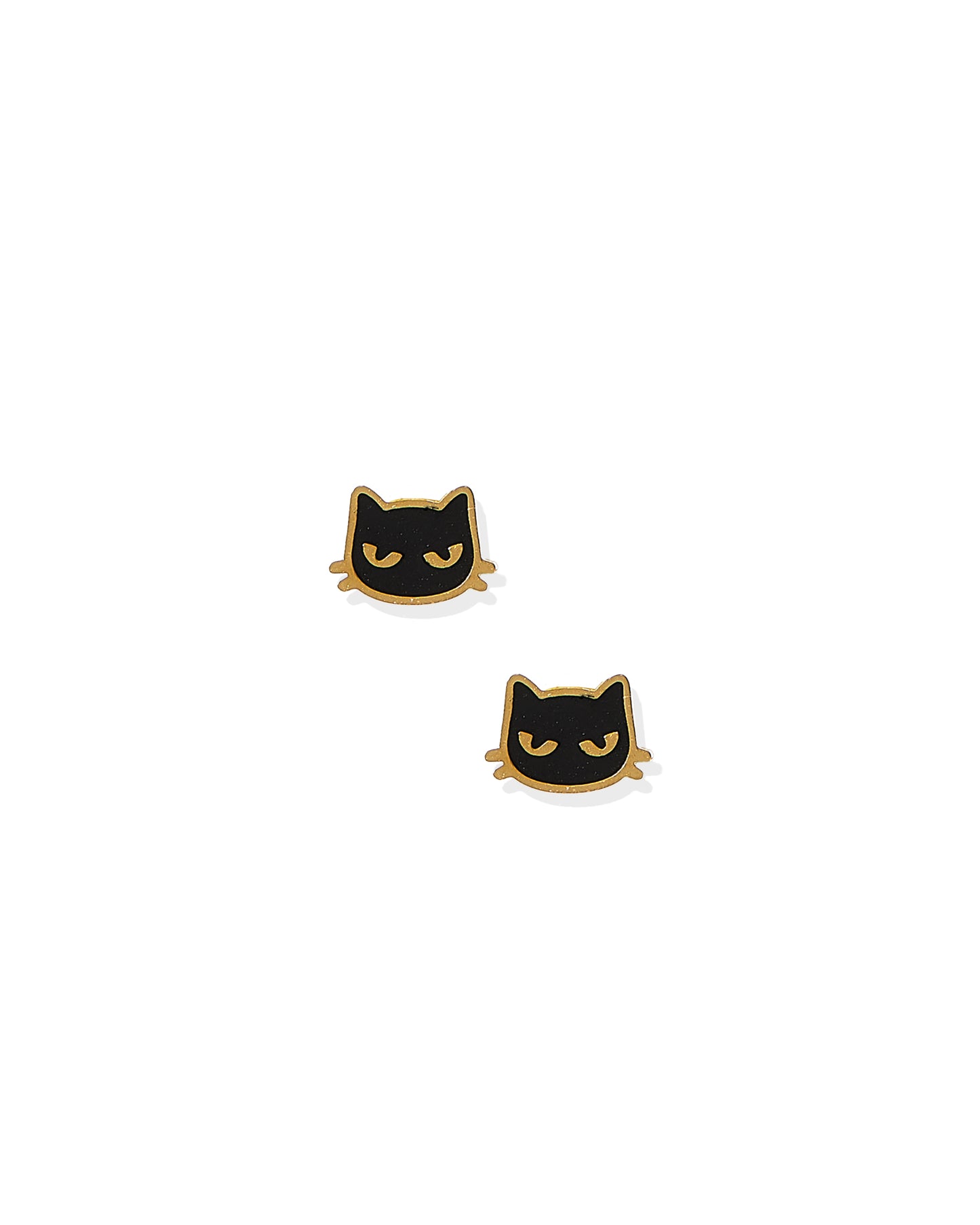 Screwback Stud Earrings - Black Cat