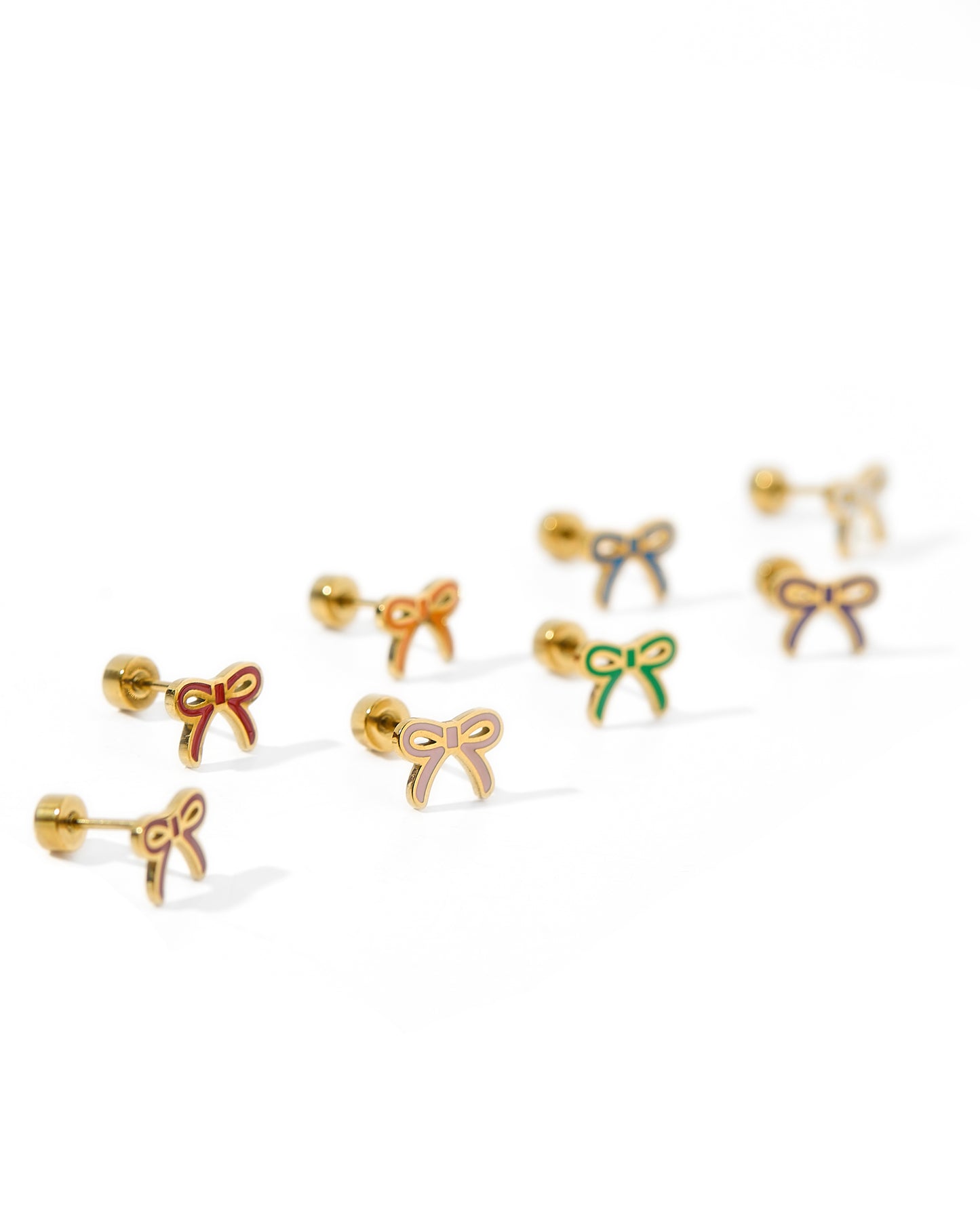 Screwback Stud Earrings - Sadie Bow Green