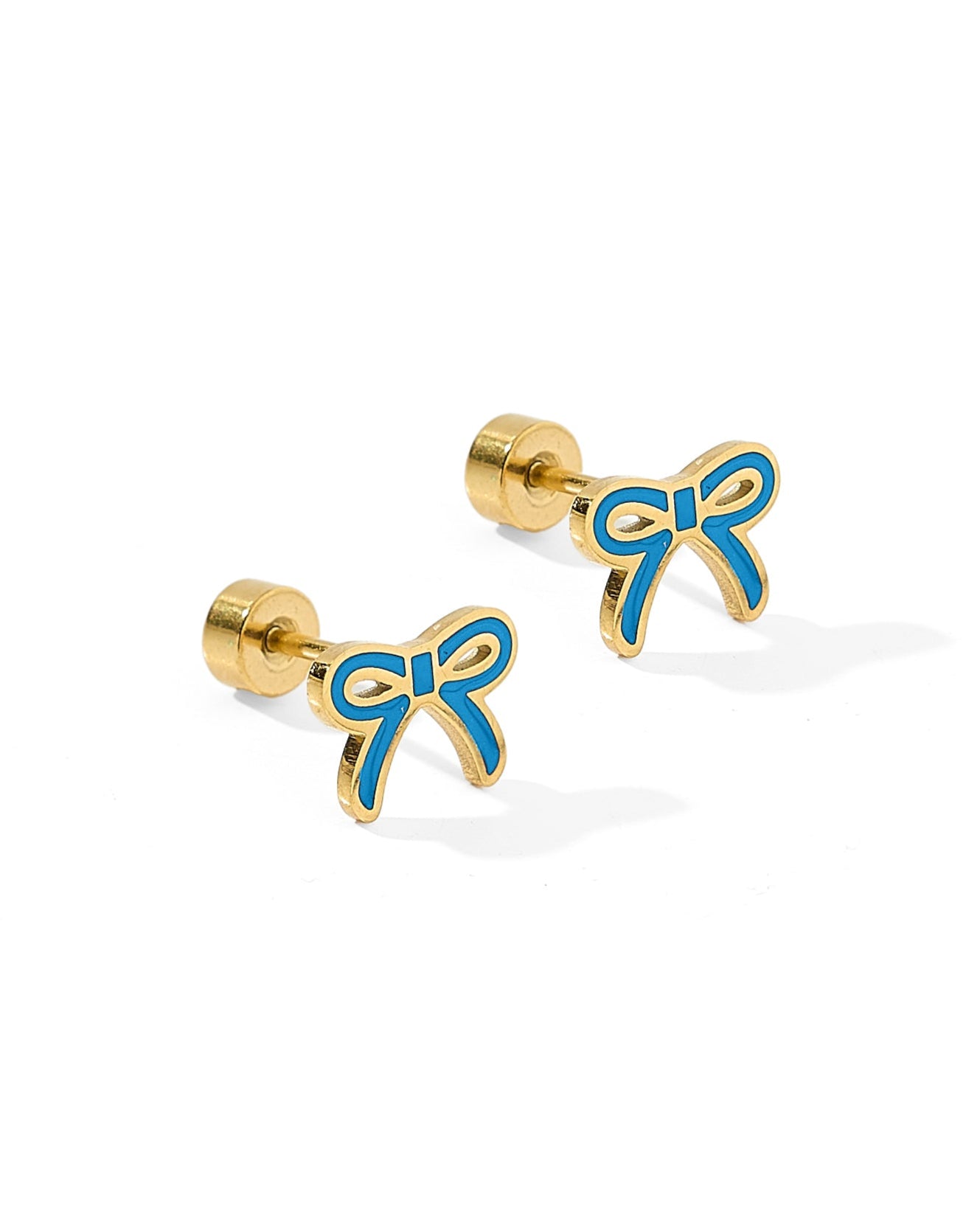 Screwback Stud Earrings - Sadie Bow True Blue