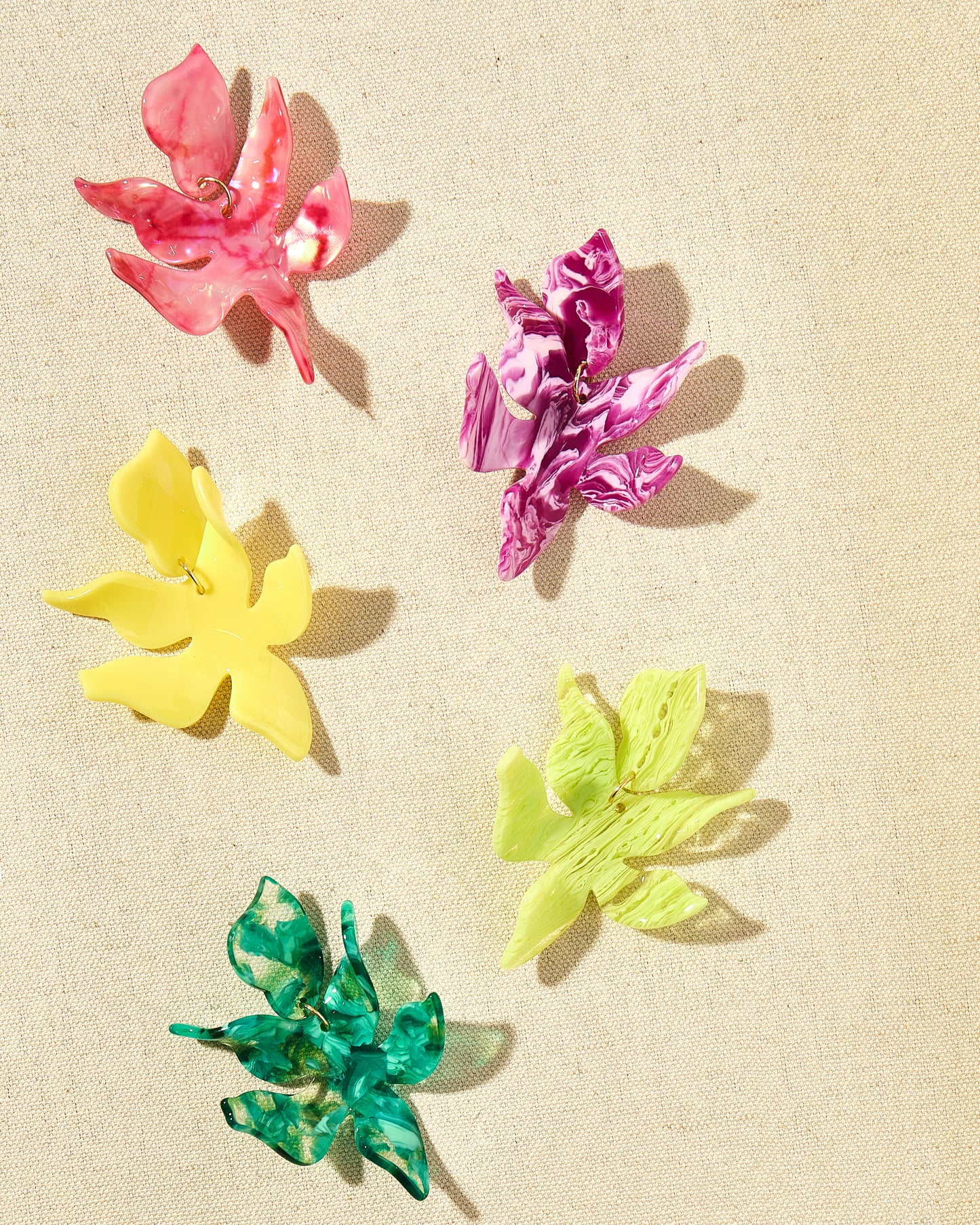Flora Statement Earrings - Purple Marble