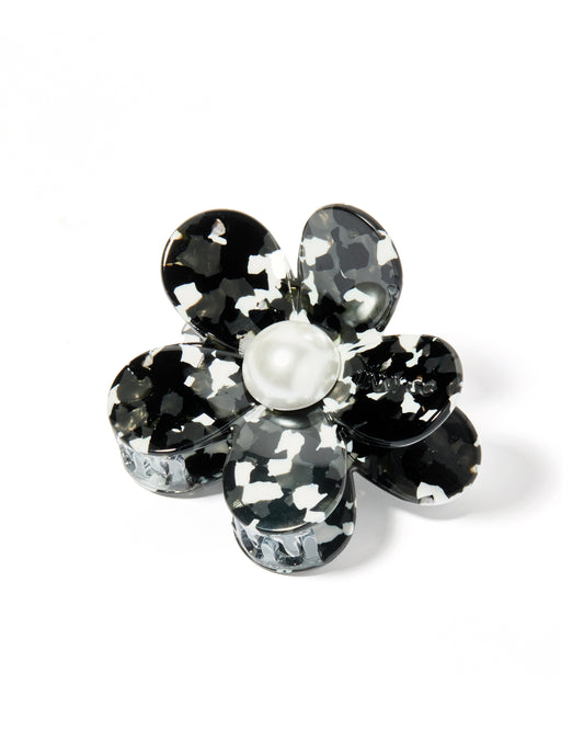 Hair Clip - Gigi - Black and White with Pearl Center