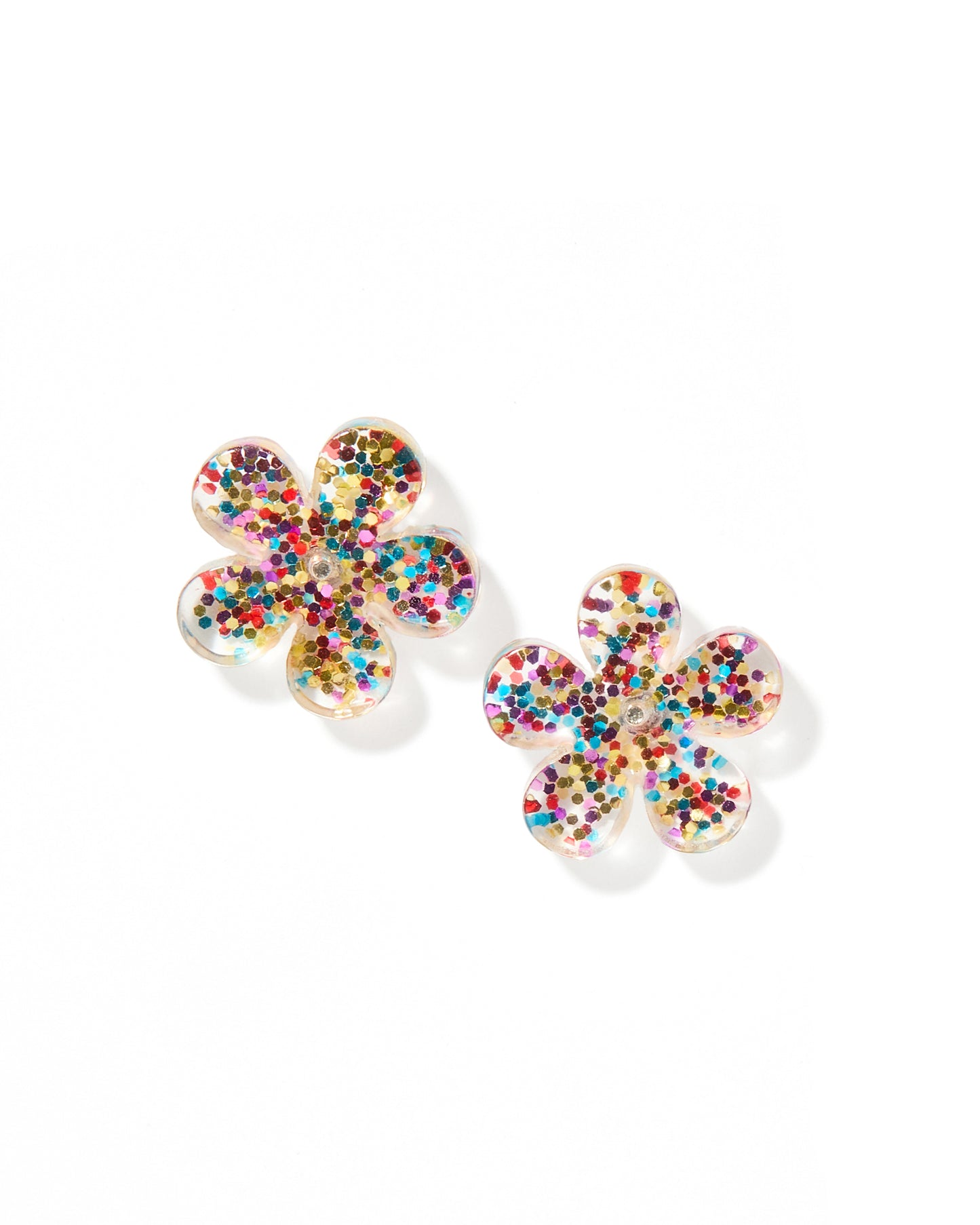 Jenna Flower Stud - Multi Glitter - Earrings