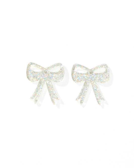 Sophia Bow Earrings - Iridescent Glitter