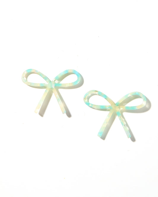 Lola Bow Earrings - Teal Sprinkles