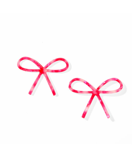 Lola Bow Earrings -Pink Party Punch