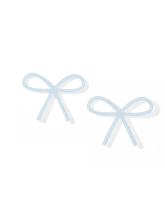Lola Bow Earrings - Baby Blue