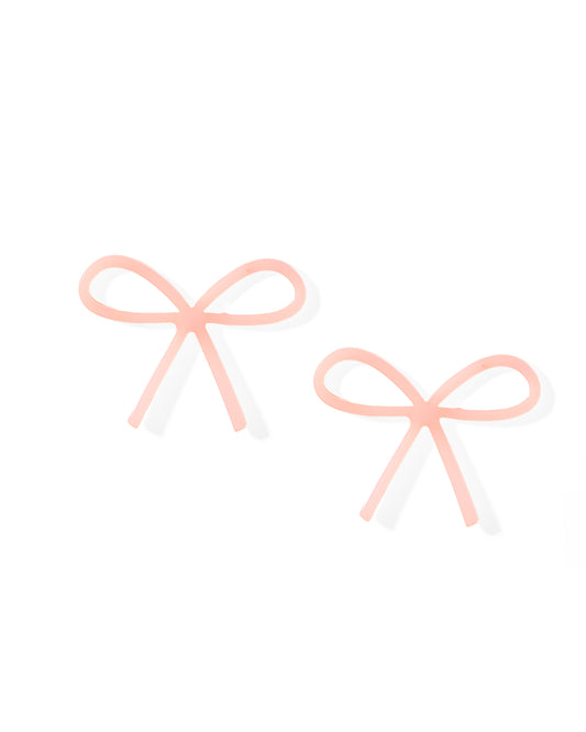 Lola Bow Earrings - Baby Pink