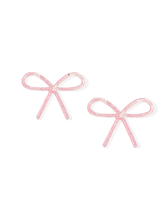Lola Bow Earrings - Disco Pink