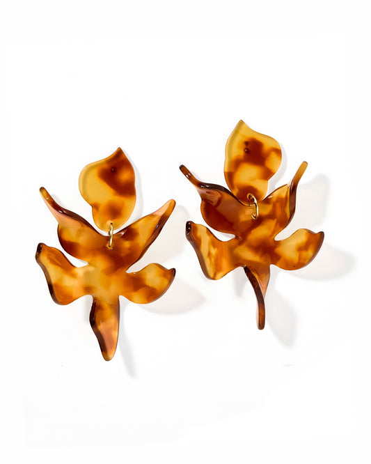 Flora Statement Earrings - Caramel