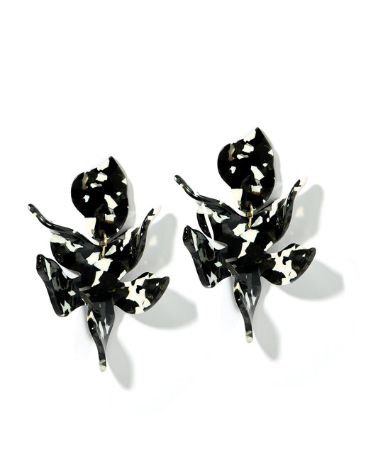 Flora Statement Earrings - Black & White