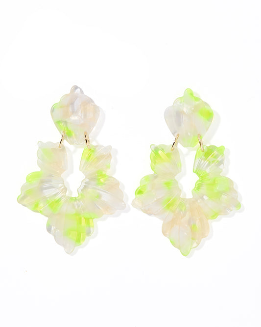 Michelle Statement Earrings - Neon Yellow Clouds