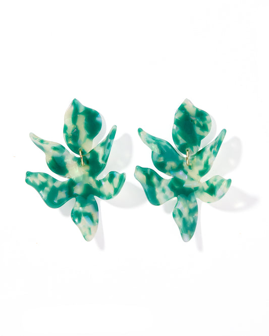 Flora Statement Earrings - Alpine Green