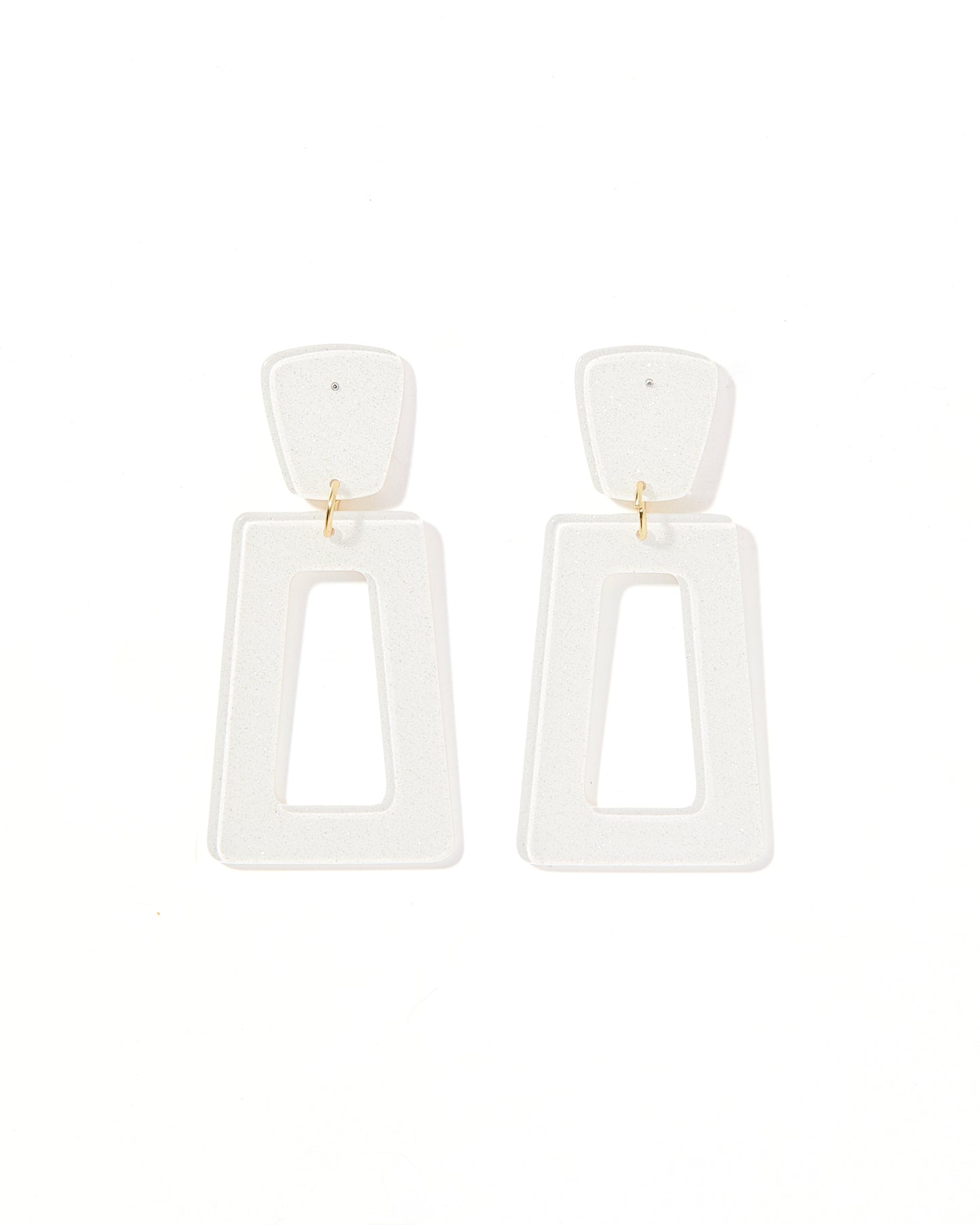 Kennedy Statement Earrings - White Glitter
