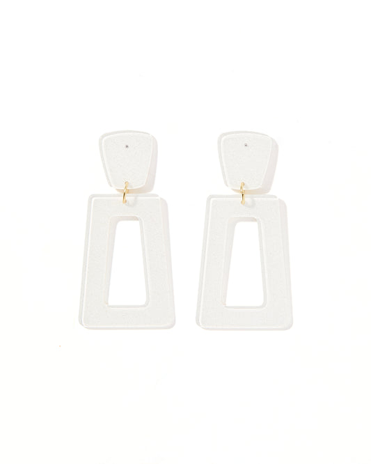 Kennedy Statement Earrings - White Glitter