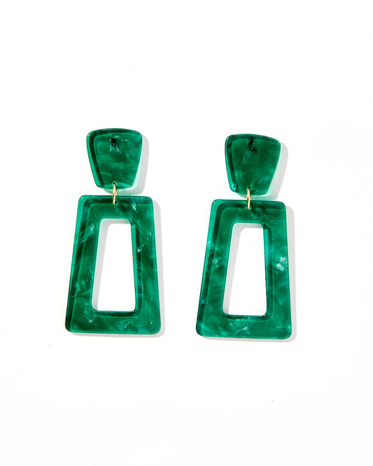 Kennedy Statement Earrings - Forest Green