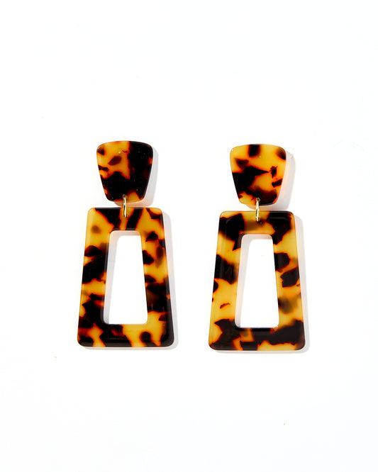 Kennedy Statement Earrings - Brown Tortoise