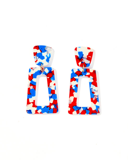 Kennedy Statement Earrings - Red, White, and Blue