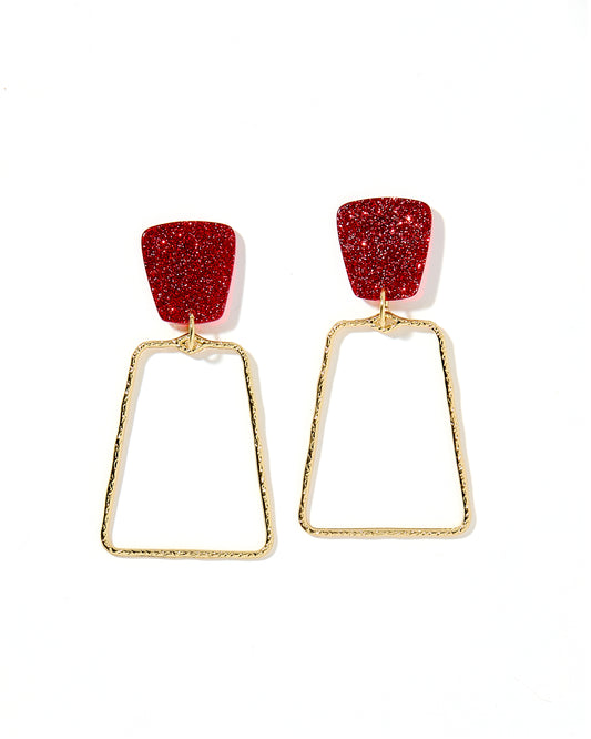 Kaelyn - Crimson Glitter - Earrings