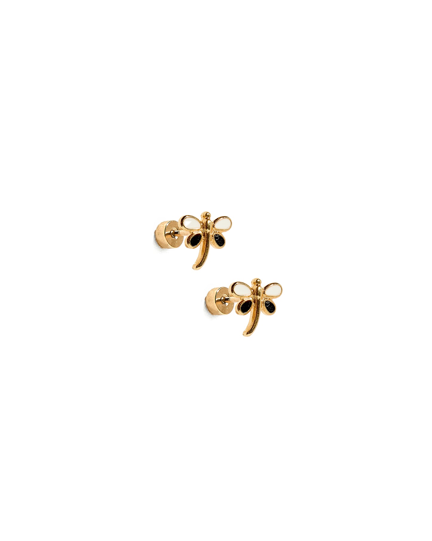 Screwback Stud Earrings - Bri Butterfly White and Black