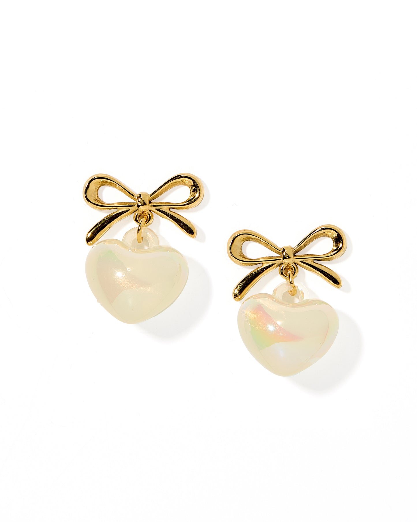 Ruthie Bow and Heart Earring - Iridescent