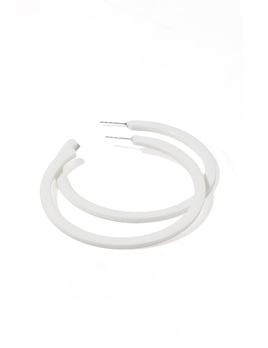 Holly Mega Hoop Earrings - True White