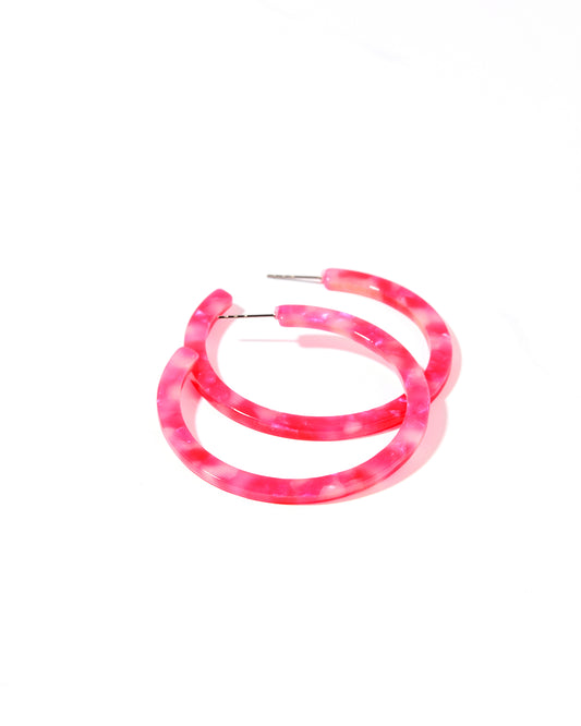 Holly Medium Hoop Earrings - Pink Party Punch