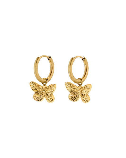 Huggie Charm Earrings - Faye Butterfly Gold
