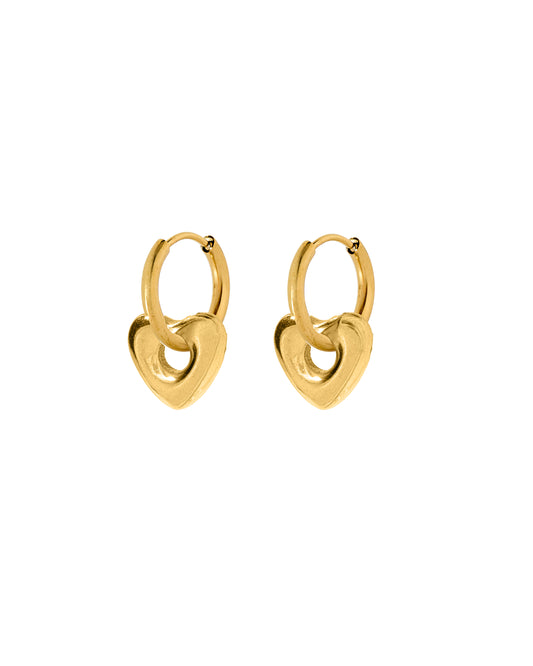 Huggie Charm Earrings - Bobbi Heart Gold