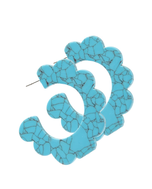 Margo Scallop Hoop Earrings - Turquoise