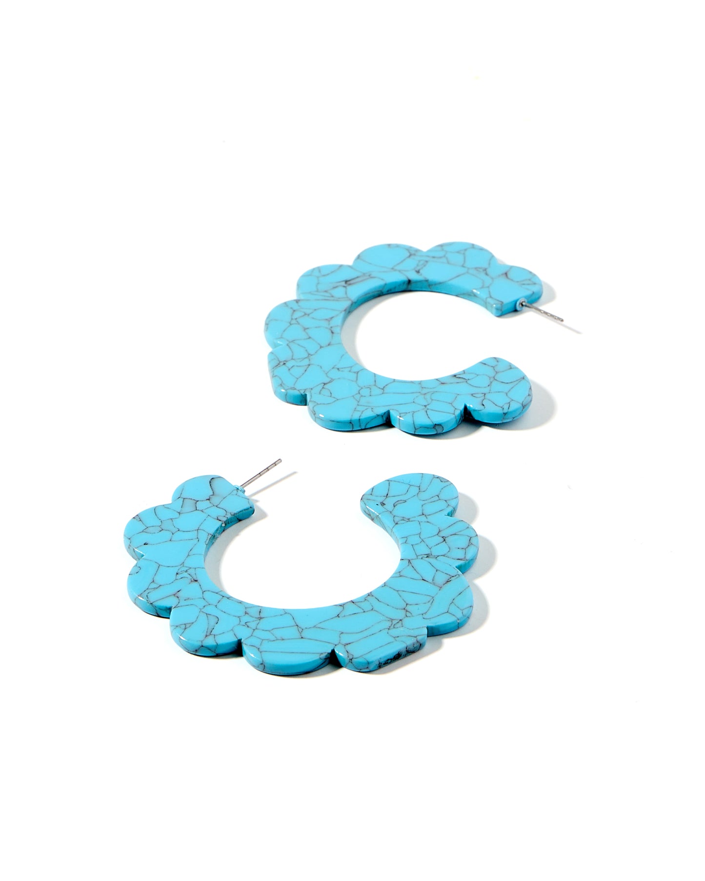 Margo Scallop Hoop Earrings - Turquoise