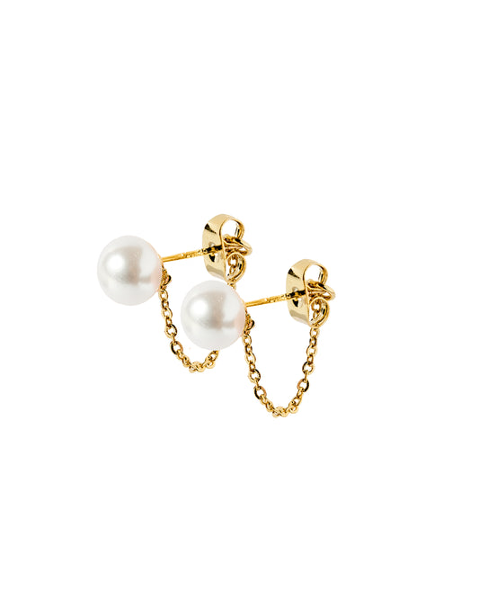 Tessa Pearl Stud and Gold Chain Earrings