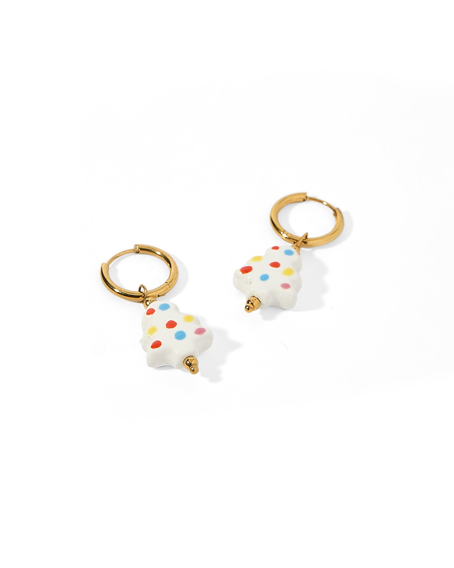 Huggie Charm Earrings - Christmas Tree Polka Dot