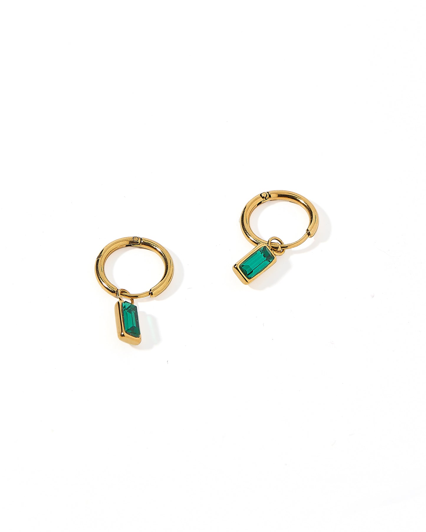 Huggie Charm Earrings - Edith Green Gold