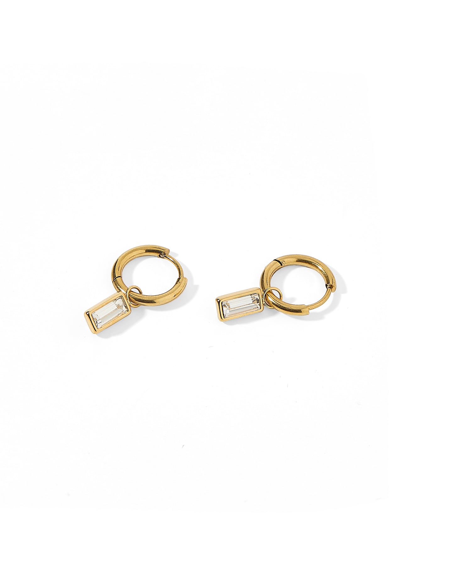 Huggie Charm Earrings - Edith Clear Gold