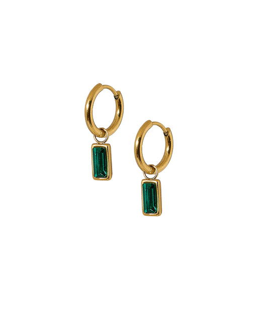 Huggie Charm Earrings - Edith Green Gold