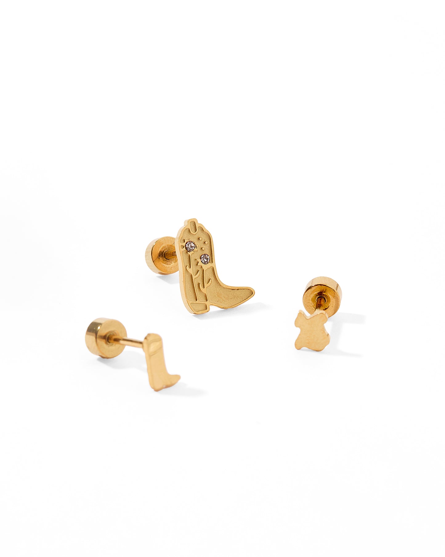 Screwback Stud Earrings - Petite Cowgirl Boot