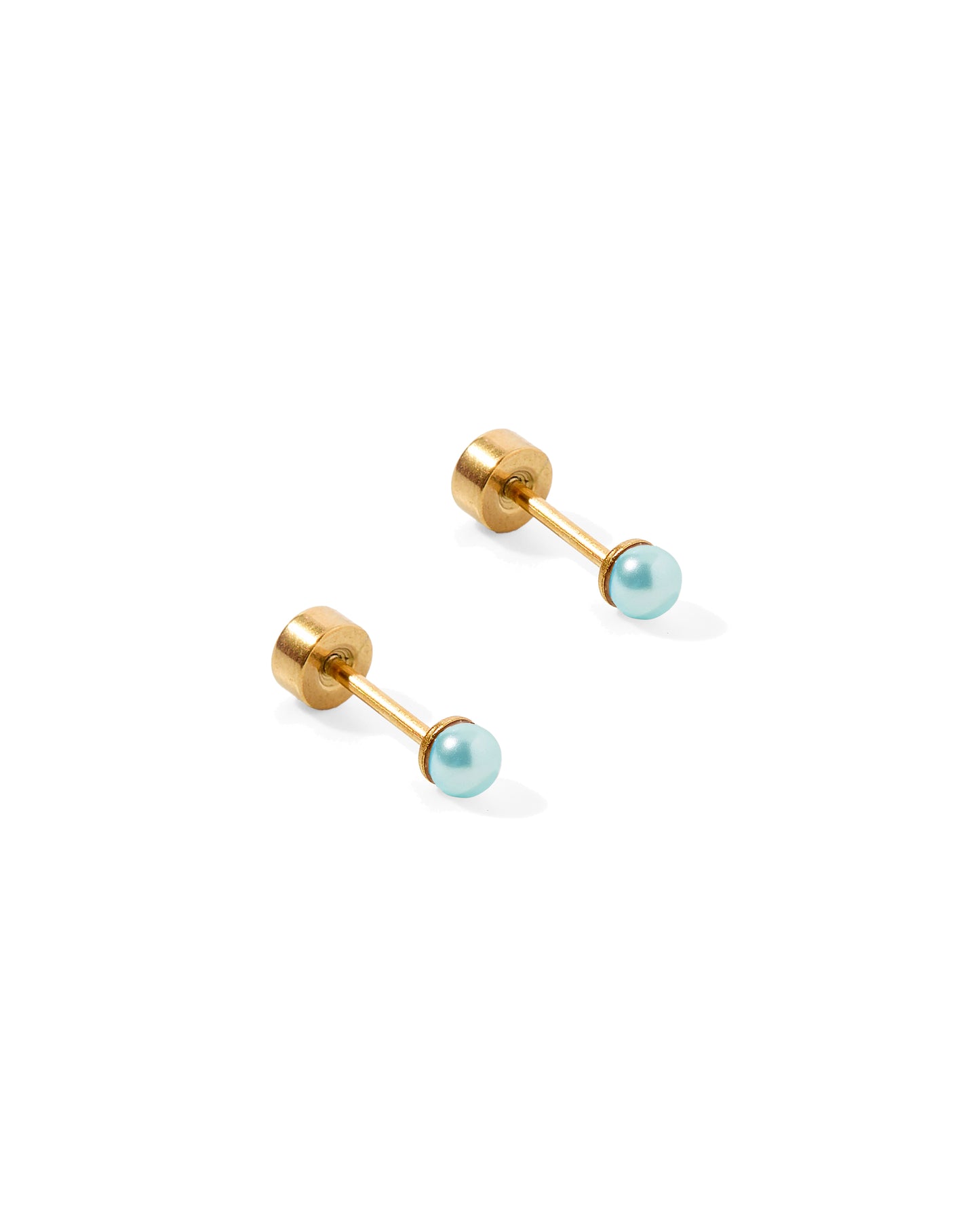 Screwback Stud Earrings - Payton Pearl Blue 3mm