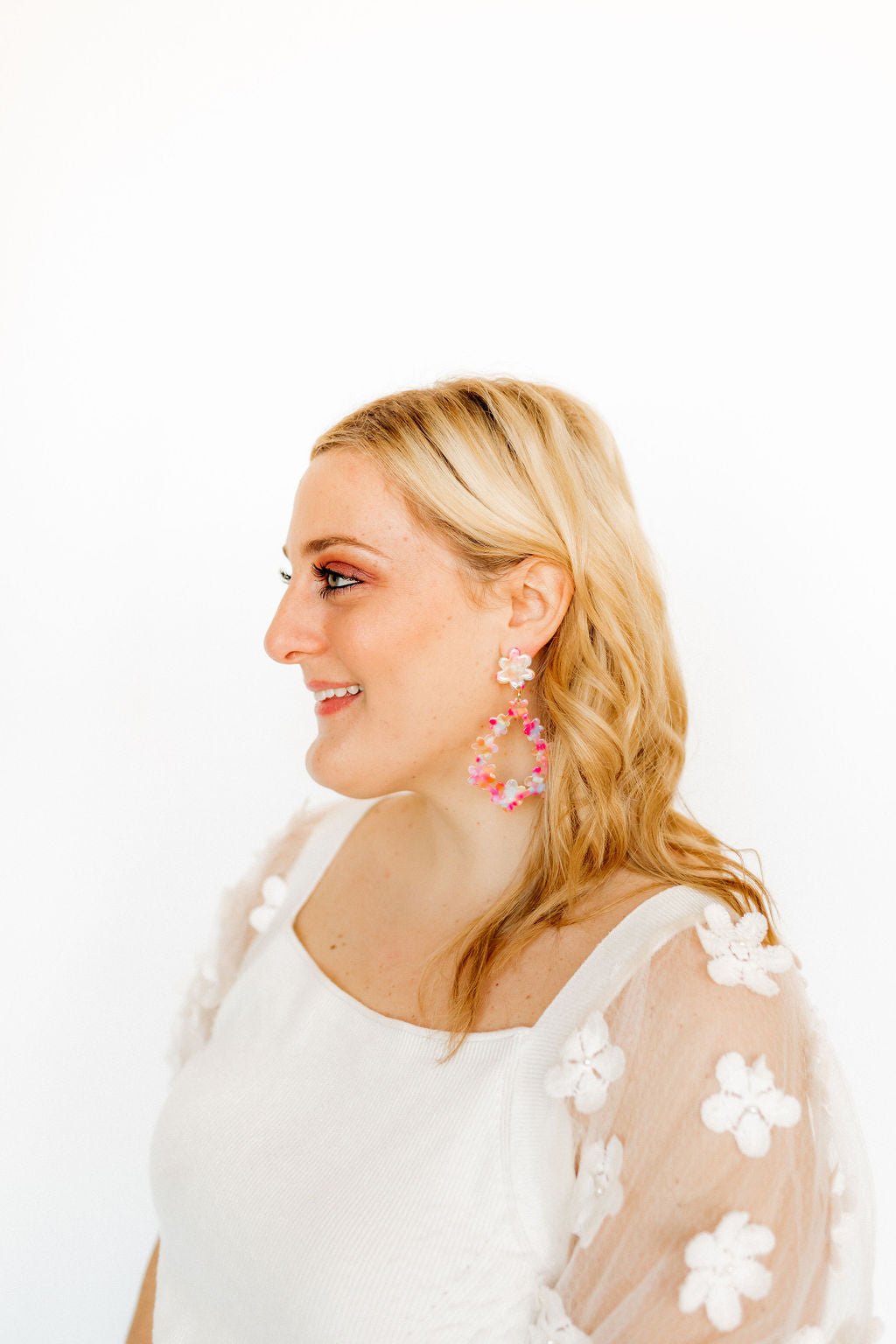 Bianca Statement Earrings - Pink Sprinkles - LINNY CO WholesaleAcetate