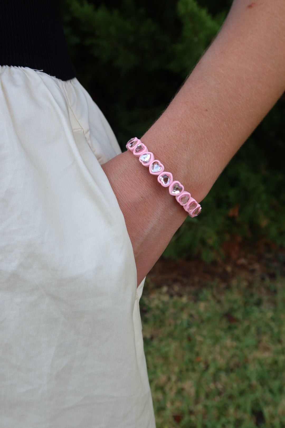 Bracelet - Candy Gem Heart Baby Pink - Shop LINNY CO