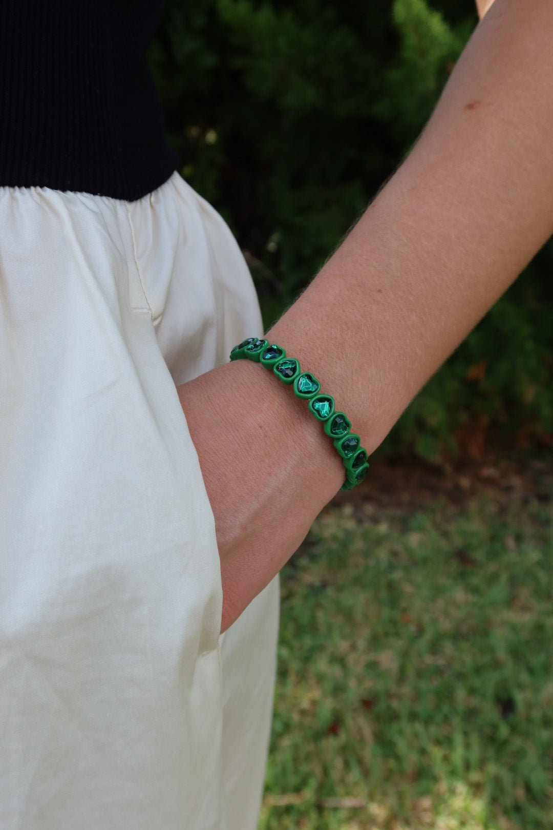 Bracelet - Candy Gem Heart Green - Shop LINNY CO