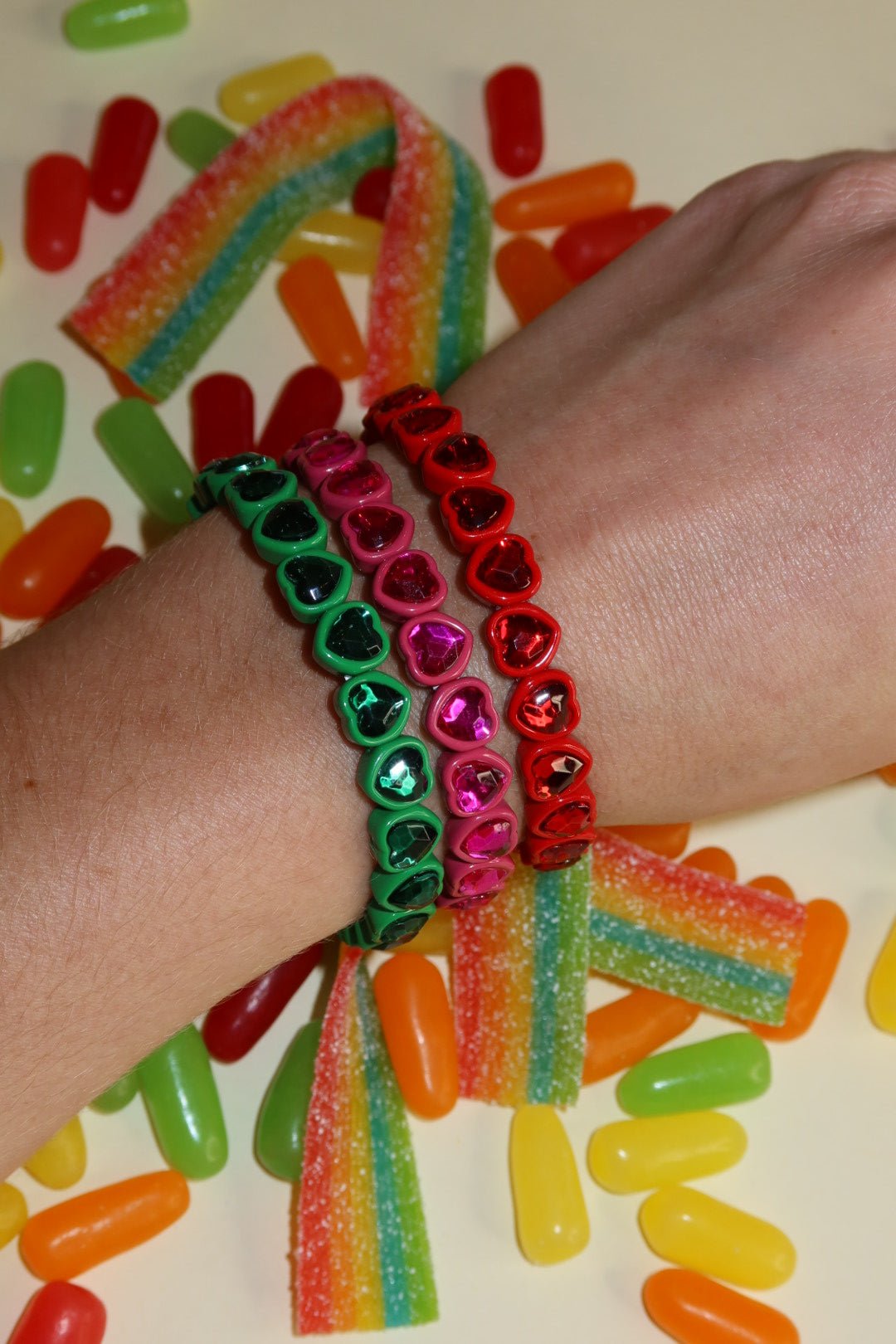 Bracelet - Candy Gem Heart Hot Pink - Shop LINNY CO