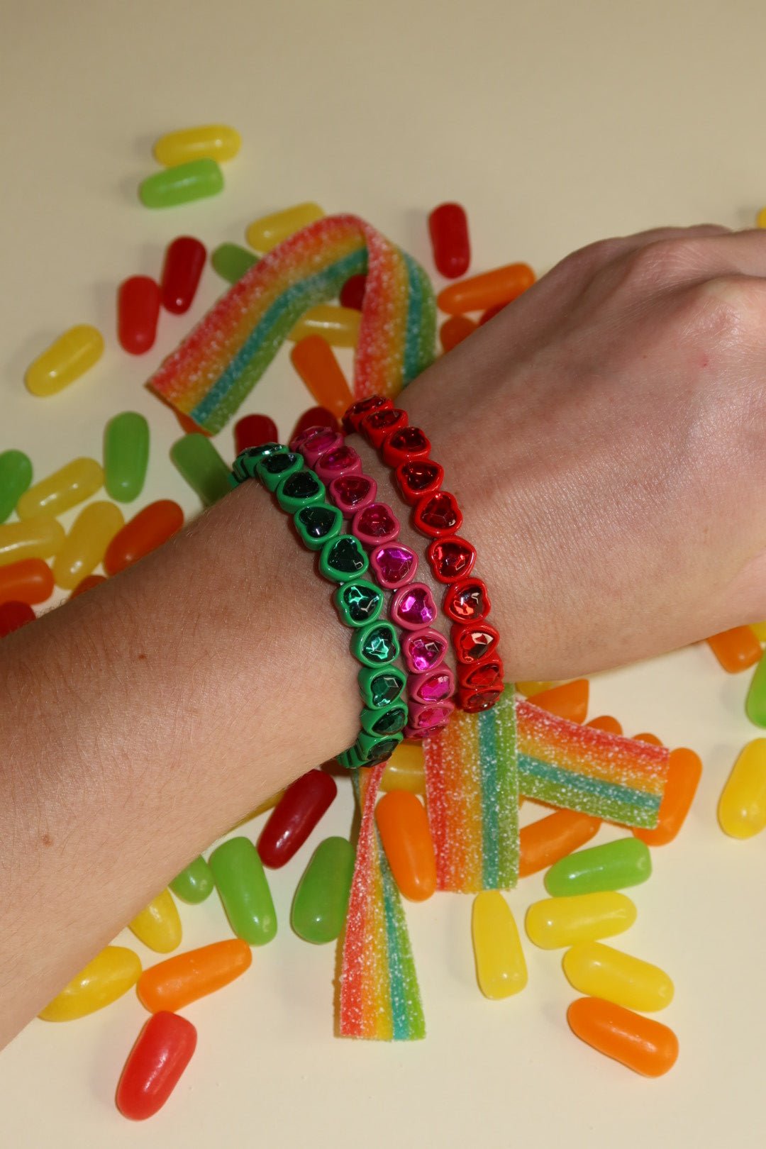 Bracelet - Candy Gem Heart Hot Pink - Shop LINNY CO